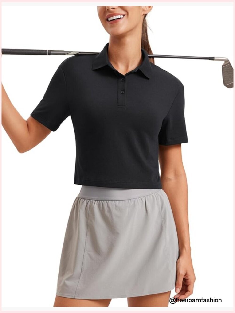 Golf Crop Polo Shirt for Women Quick Dry Tennis Athletic Top